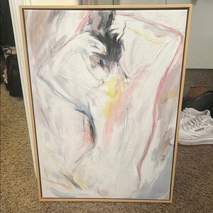 Soft Pink and White Abstract Painting